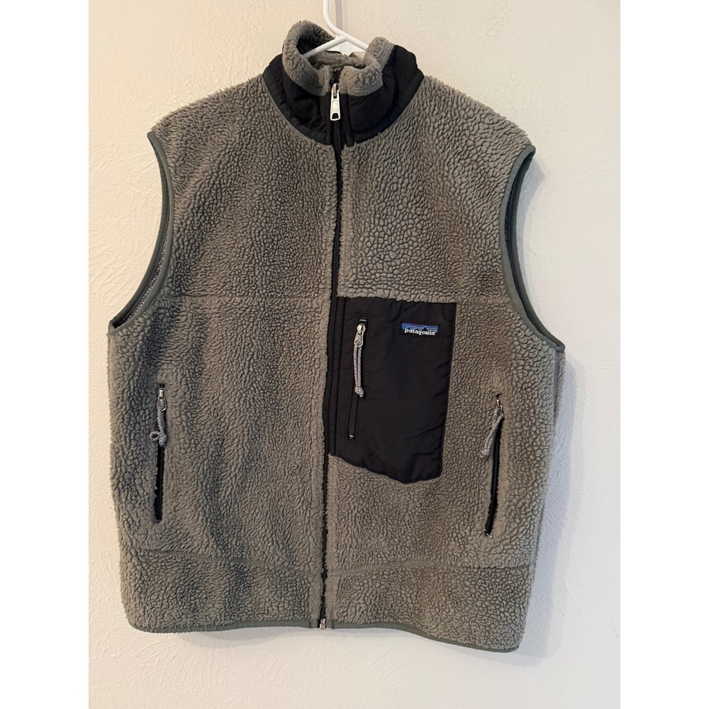 VTG Patagonia Mens Classic Retro-X Fleece Vest Grey Black Made in USA Large